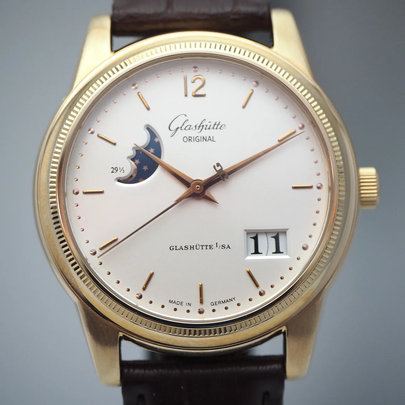 Glashütte Senator Panorama Date Moon Phase 3941010104 39mm Rose gold 12