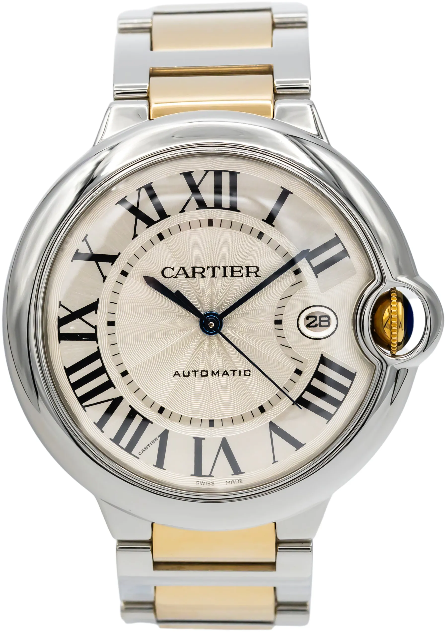 Cartier Ballon Bleu W69009Z3 42mm Yellow gold and Stainless steel Silver Roman Numeral