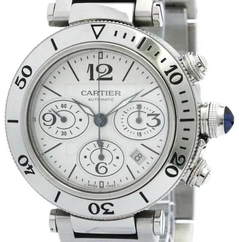 Cartier Pasha Seatimer W31089M7 41mm Stainless steel Silver