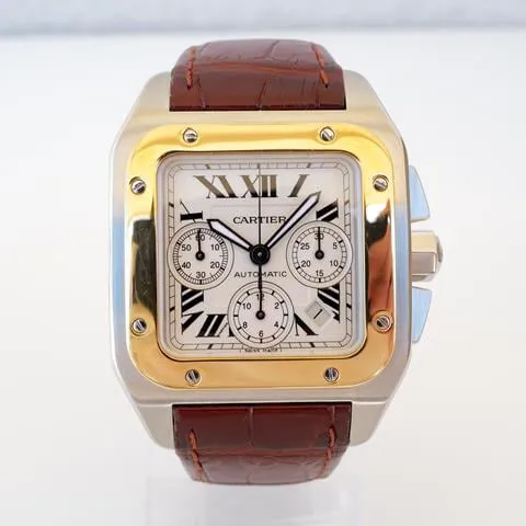 Cartier Santos W20091X7 42mm Yellow gold and Stainless steel White