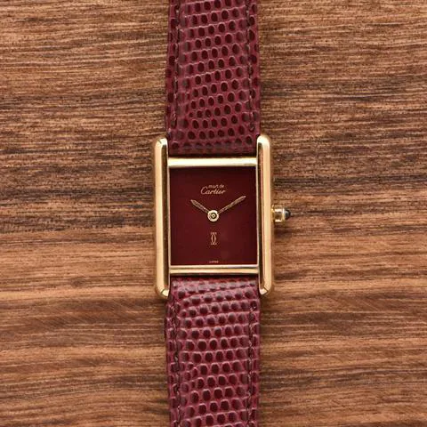 Cartier Tank Vermeil 366001 20mm Silver Bordeaux