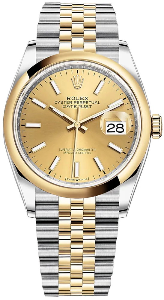 Rolex Datejust 126203 36mm Yellow gold and stainless steel Champagne