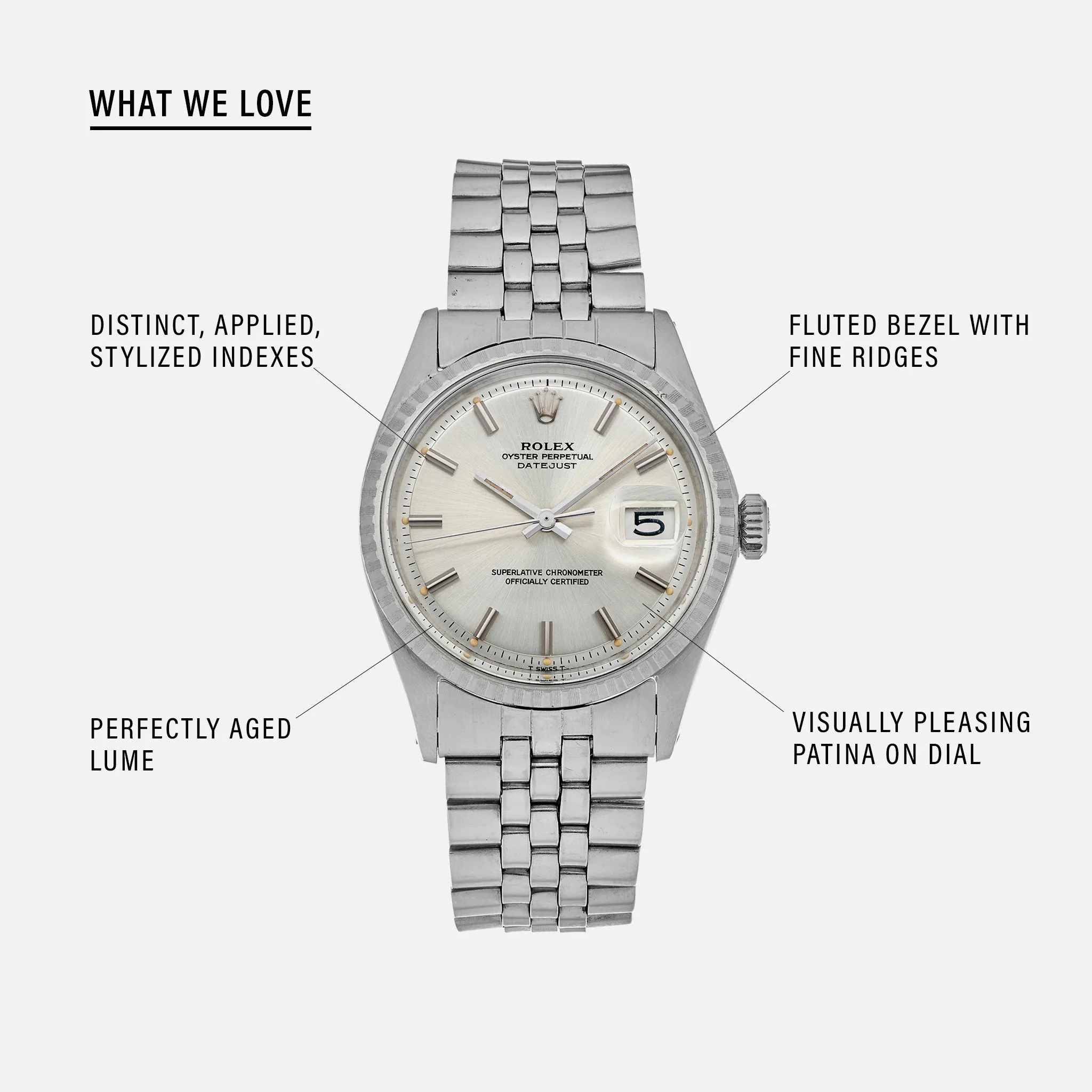 Rolex Datejust 1603 36mm Stainless steel Silver sunburst 3