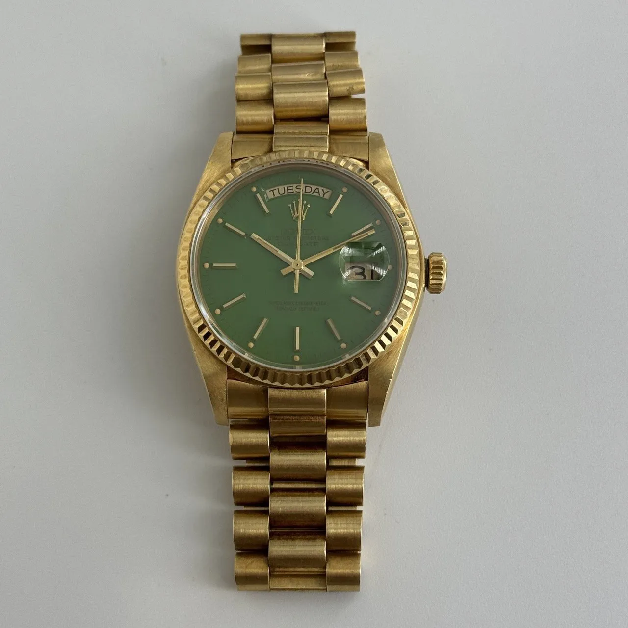 Rolex Day-Date 18038 36mm Yellow gold Green