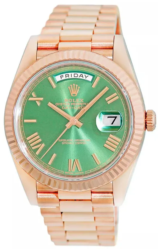 Rolex Day-Date 40 228235-0025 40mm Everose gold Green