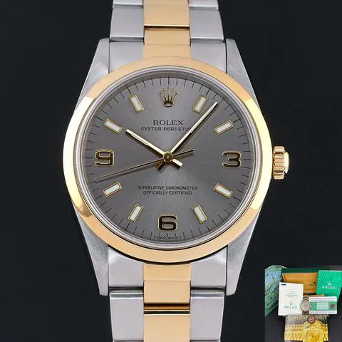 Rolex Oyster Perpetual 34 14203 34mm Yellow gold and stainless steel Gray