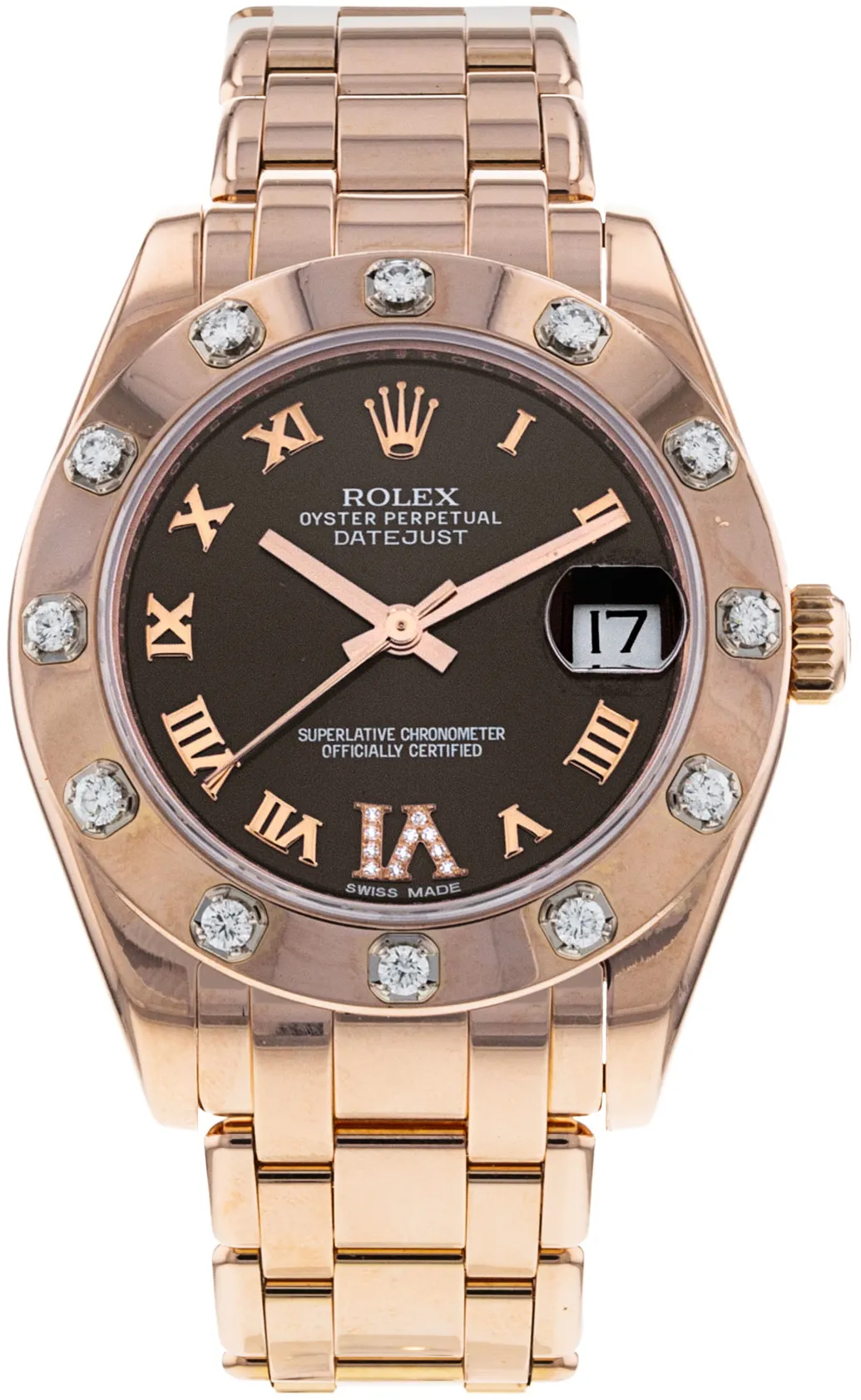 Rolex Pearlmaster 81315 34mm Rose gold Brown