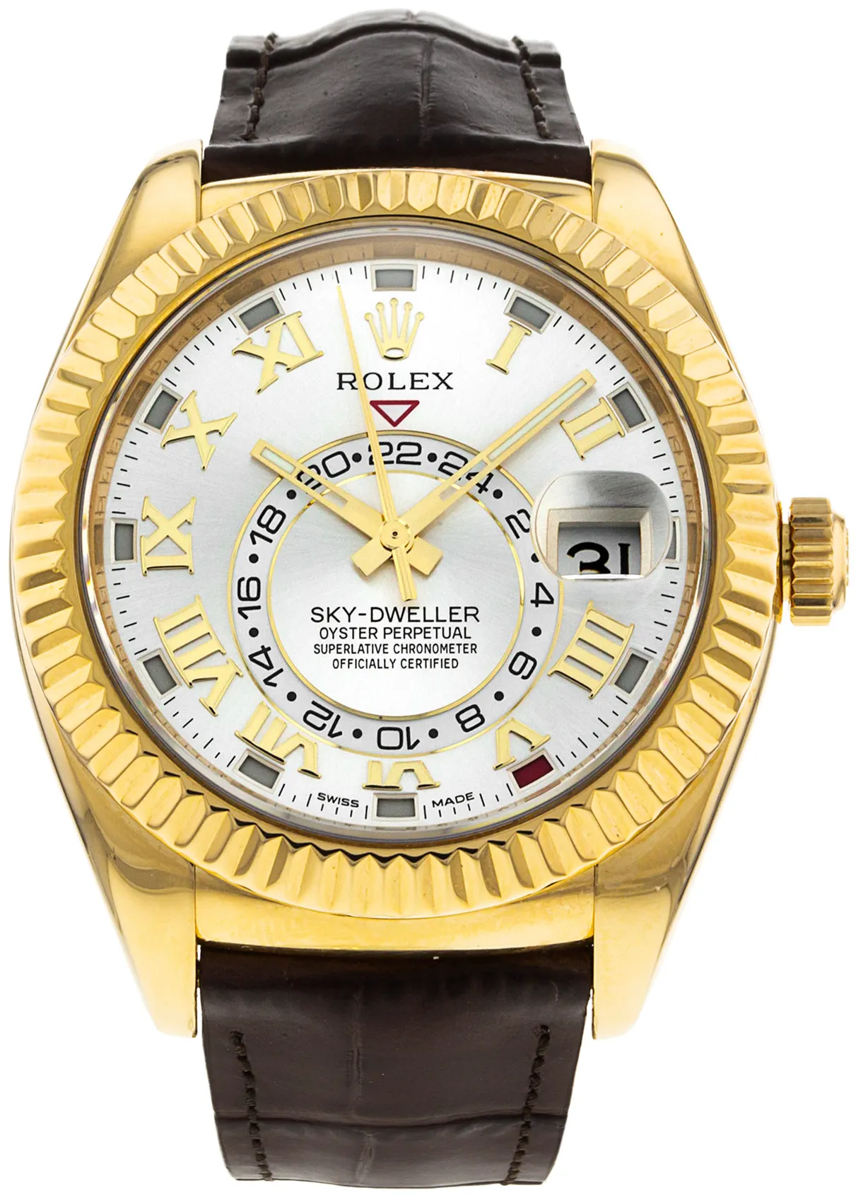 Rolex Sky-Dweller 326138 42mm Yellow gold Silver Roman Numeral