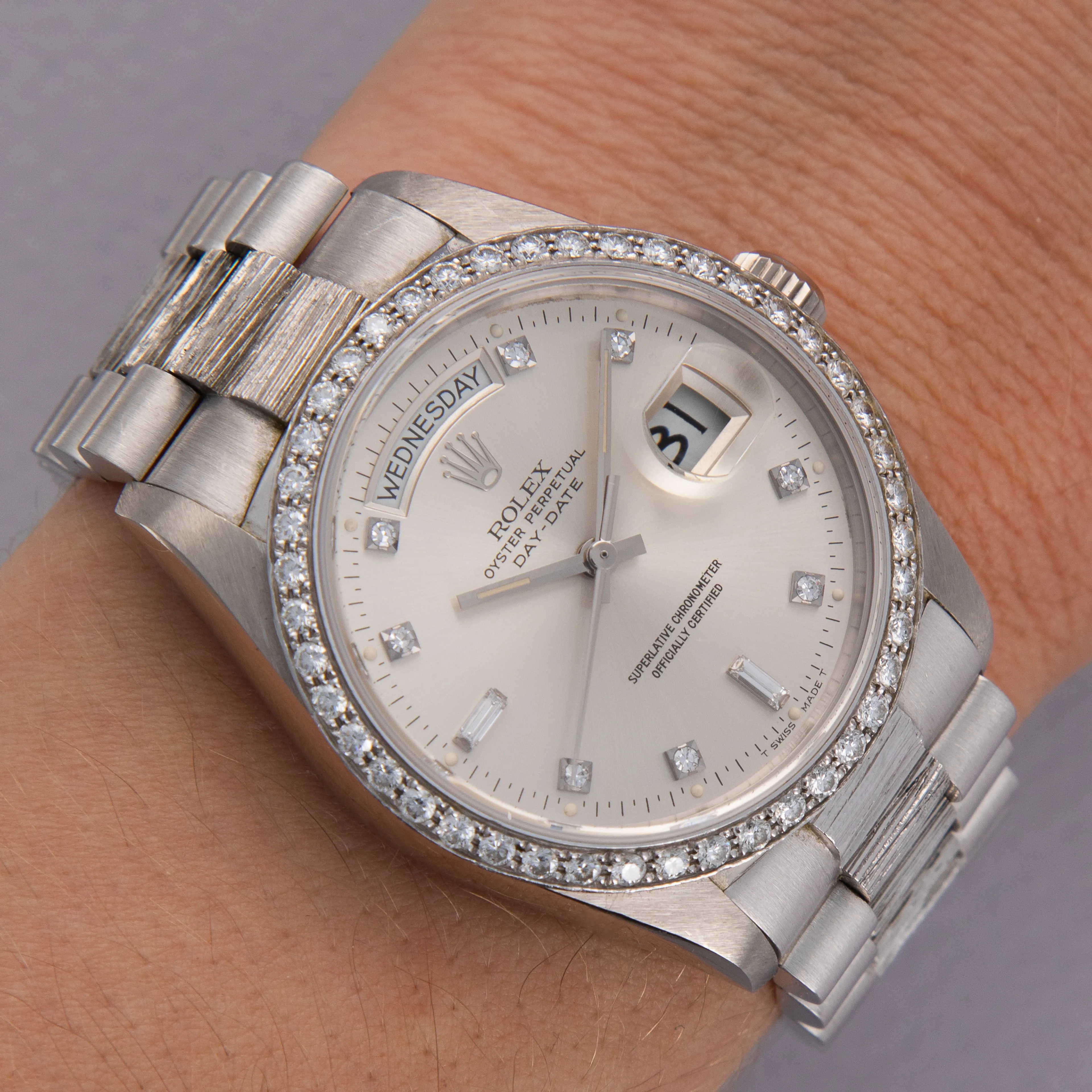 Rolex Day-Date 36 18049 36mm White gold Silver 18