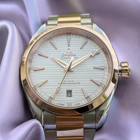 Omega Aqua Terra 220.20.38.20.02.001 38mm Yellow gold and Stainless steel Silver