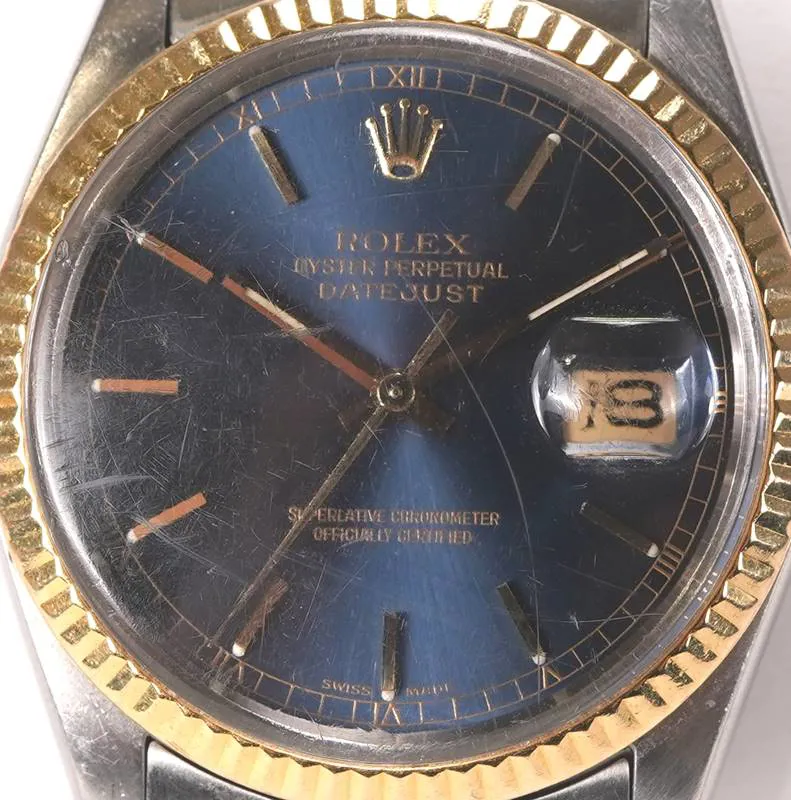 Rolex Datejust 36 16000 35mm Yellow gold and stainless steel Blue 1