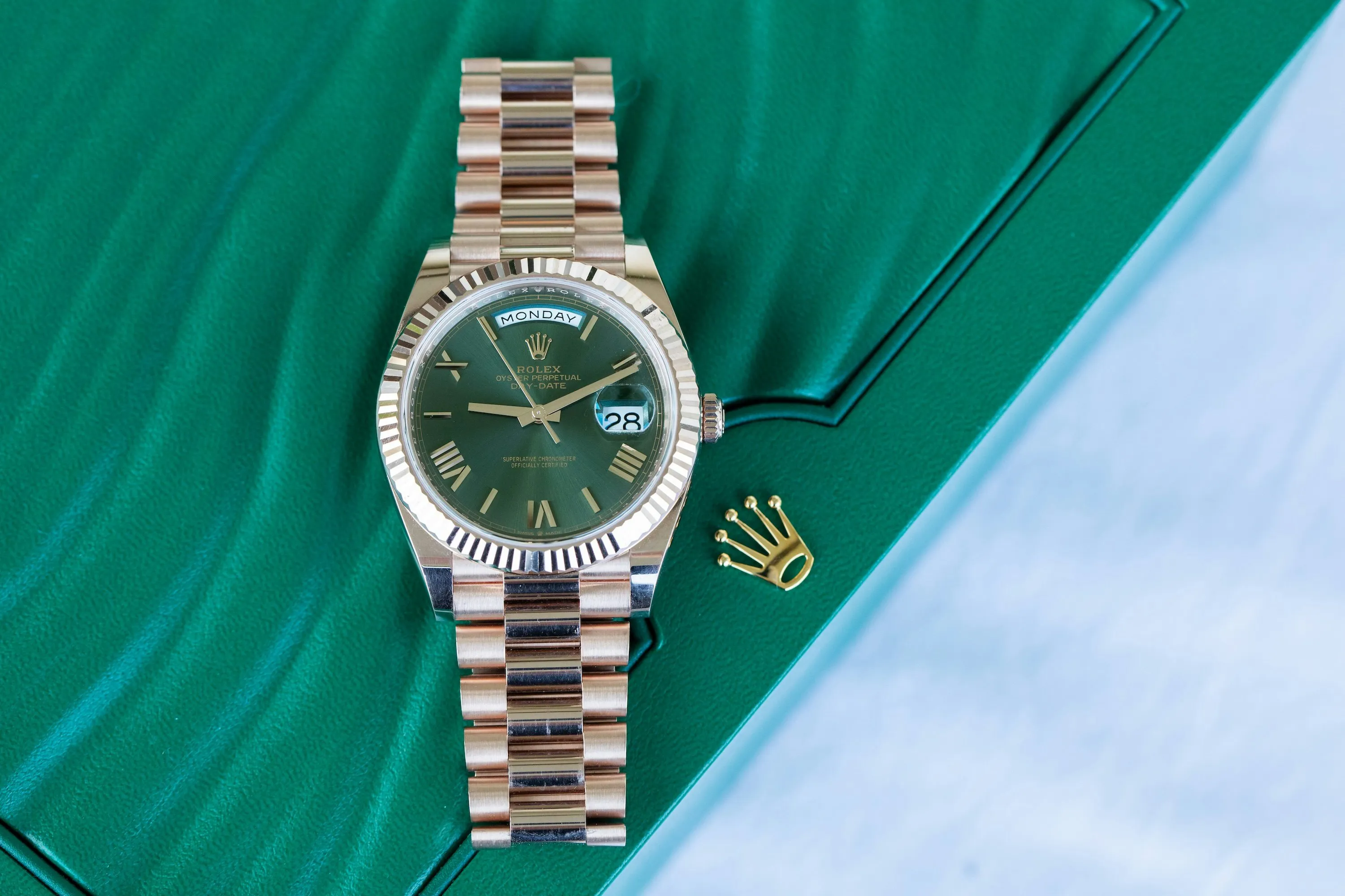 Rolex Day-Date 40 228235 40mm Rose gold Green