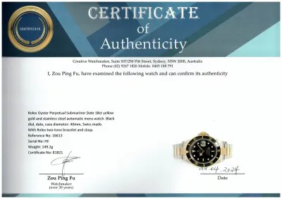 Rolex Submariner 16613 40mm Yellow gold and Stainless steel Black 2