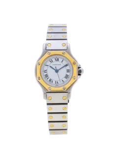 Cartier Santos 0907 Yellow gold and Stainless steel White