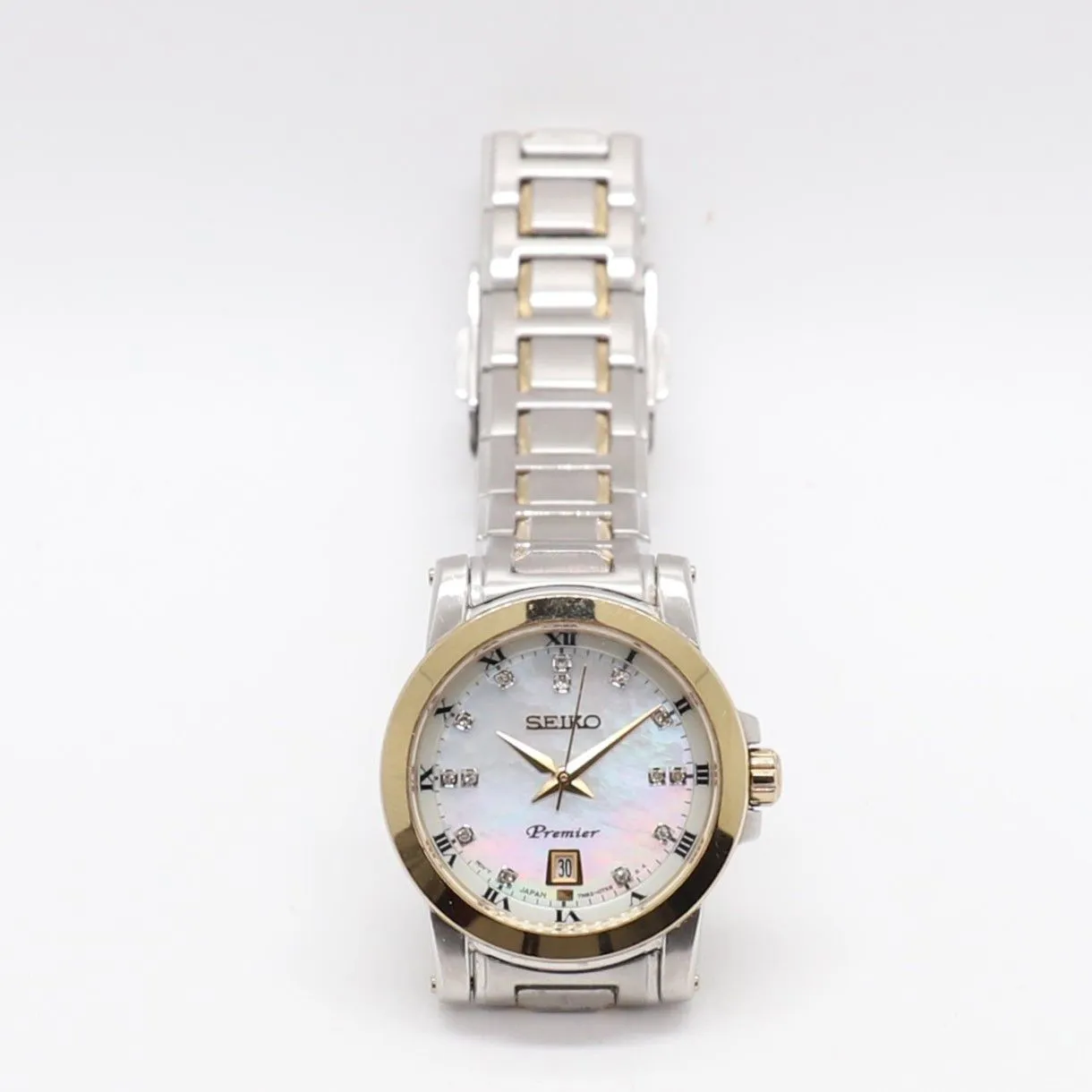 Seiko Premier 23mm Yellow gold and Metal Mother-of-pearl