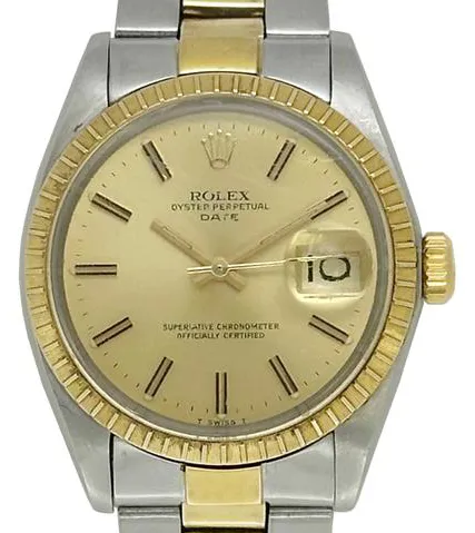 Rolex Oyster Perpetual Date 1505 34mm Yellow gold and Stainless steel Champagne