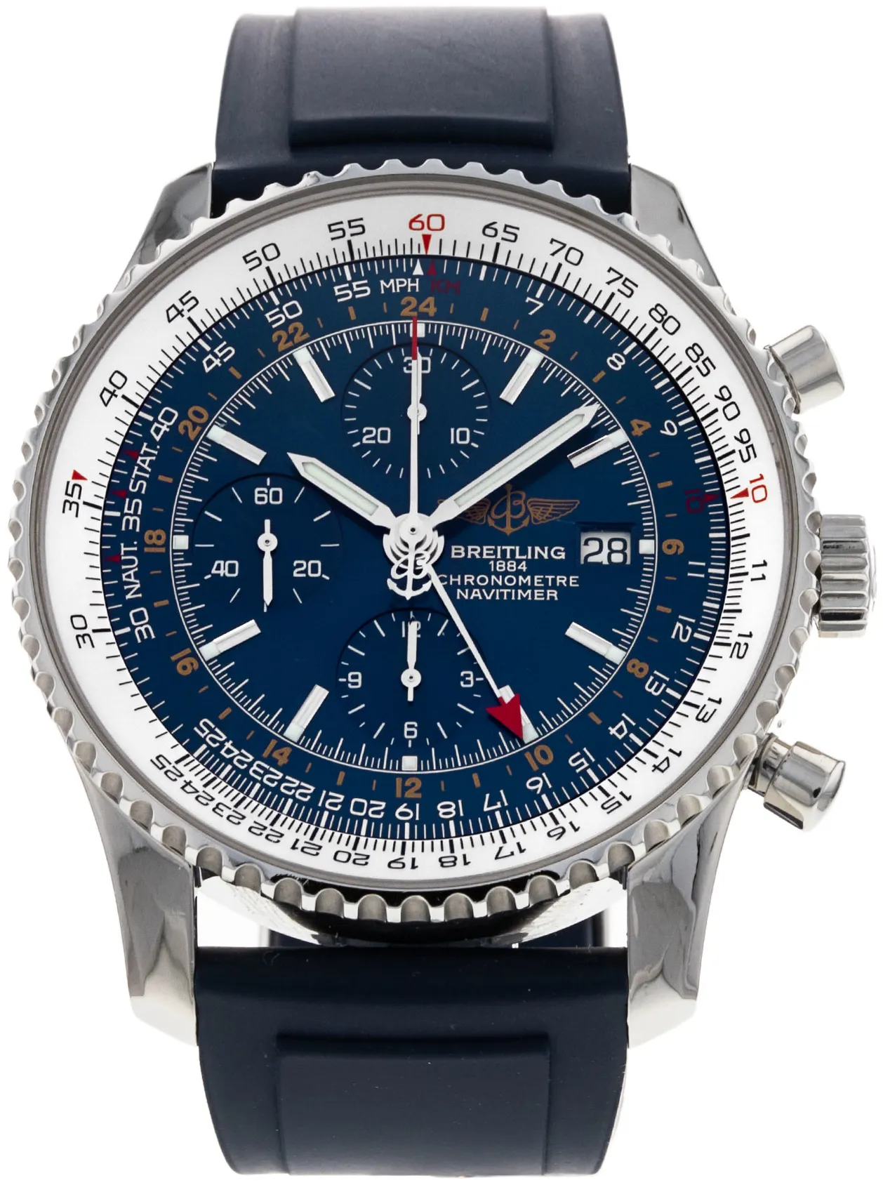 Breitling Navitimer Chronograph A24322 46mm Stainless steel Blue Baton