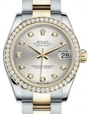 Rolex Datejust 31 178383 31mm Yellow gold and Stainless steel and Diamond Silver