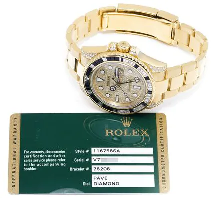 Rolex GMT-Master II 116758SA 40mm Yellow gold Paved 4