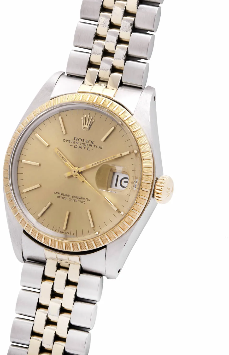 Rolex Oyster Perpetual Date 1505 34mm Acciaio e oro Champagne