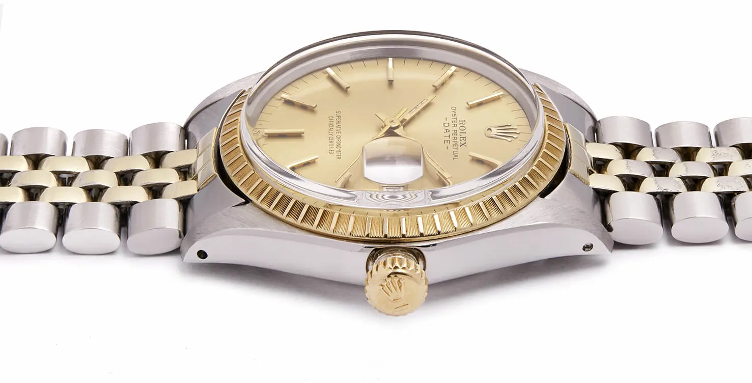 Rolex Oyster Perpetual Date 1505 34mm Acciaio e oro Champagne 2