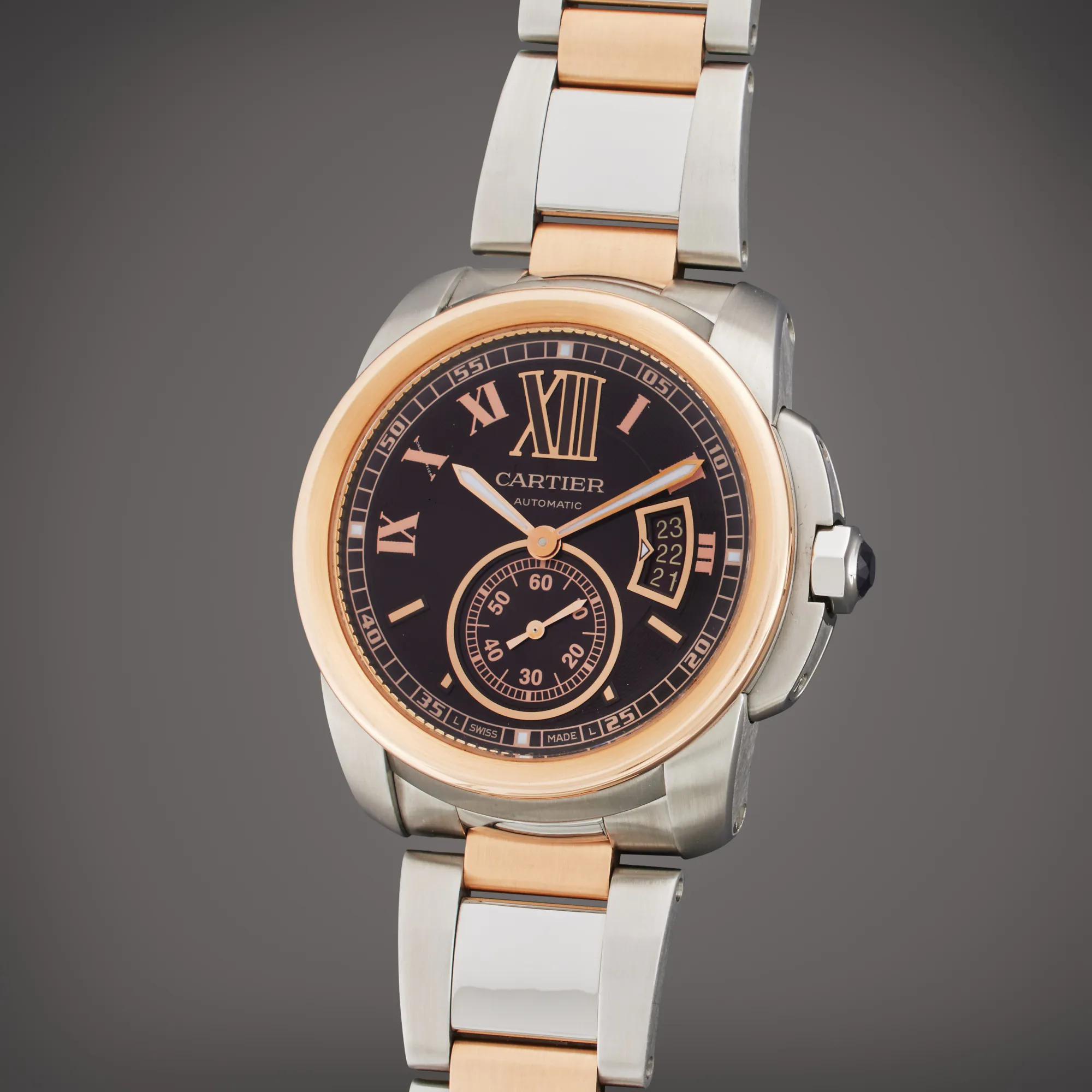 Cartier Calibre de Cartier 3389 42mm Rose gold and Stainless steel Brown