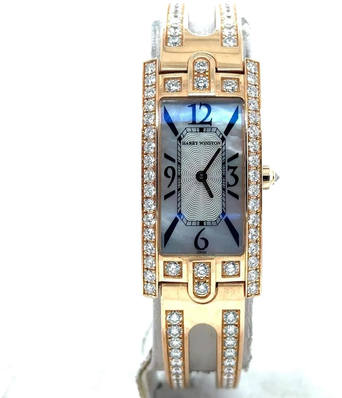 Harry Winston Avenue C 19mm Yellow gold and diamond-set Mother-of-pearl
