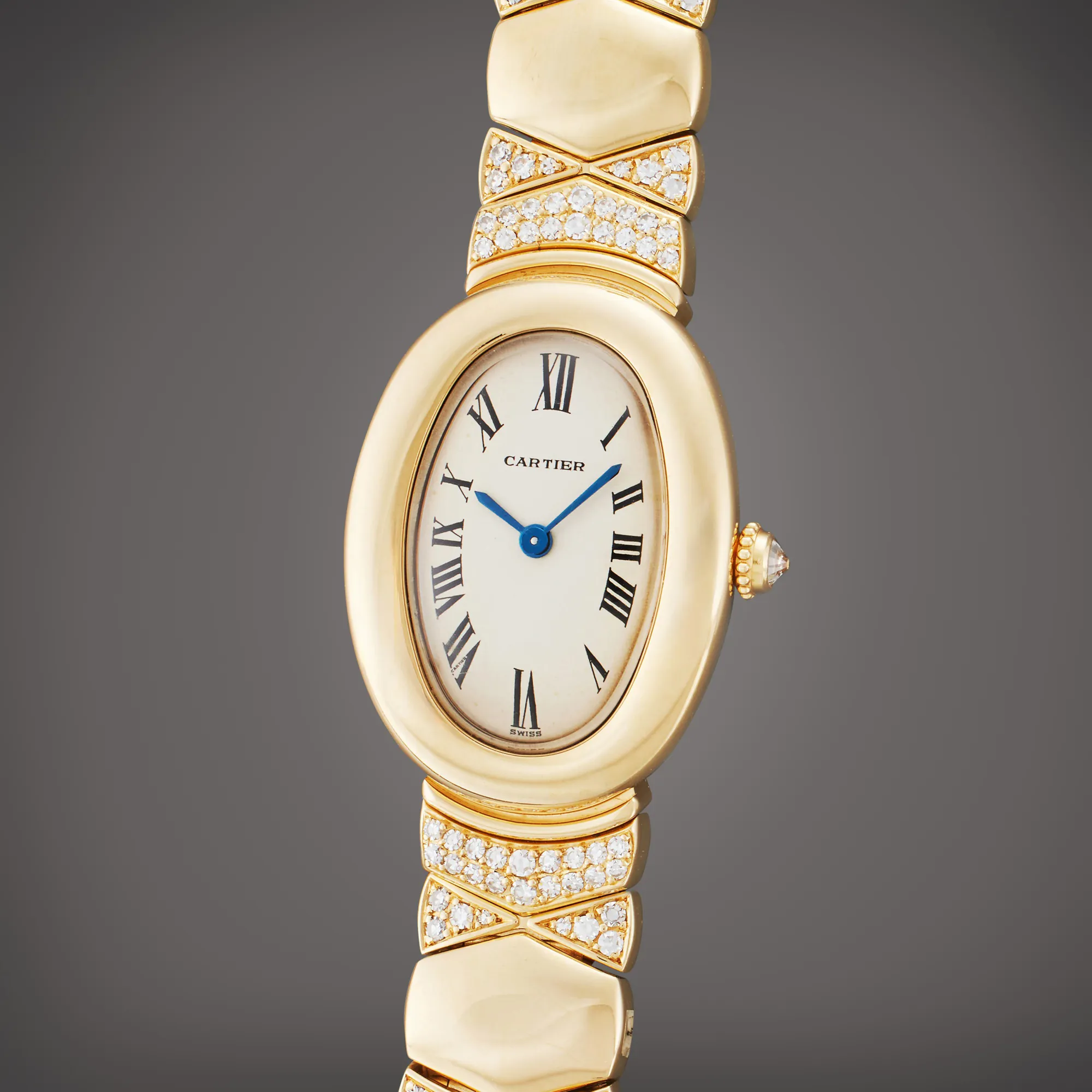 Cartier Baignoire 0735 31mm Yellow gold and diamond-set Silver