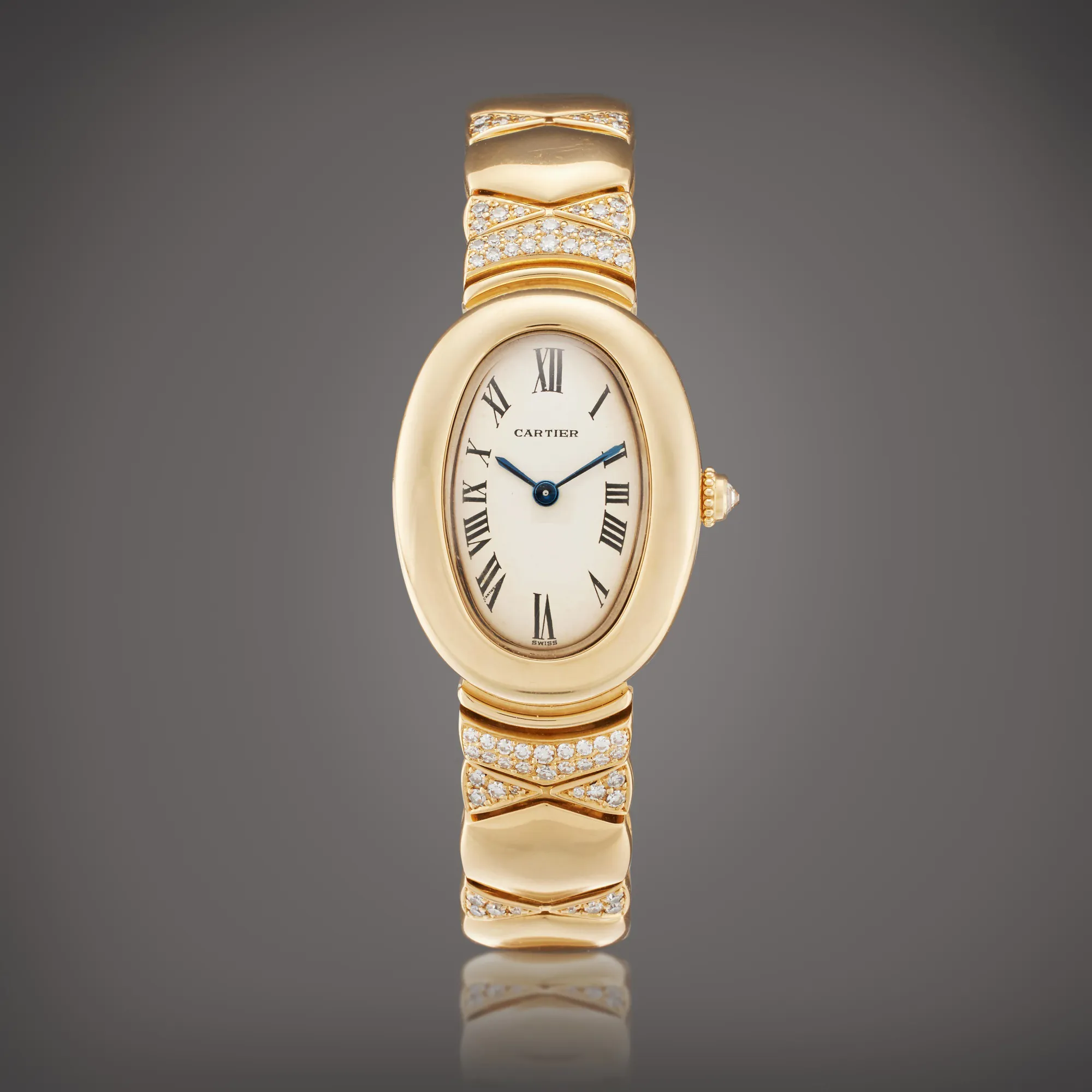 Cartier Baignoire 0735 31mm Yellow gold and Diamond Silver 1