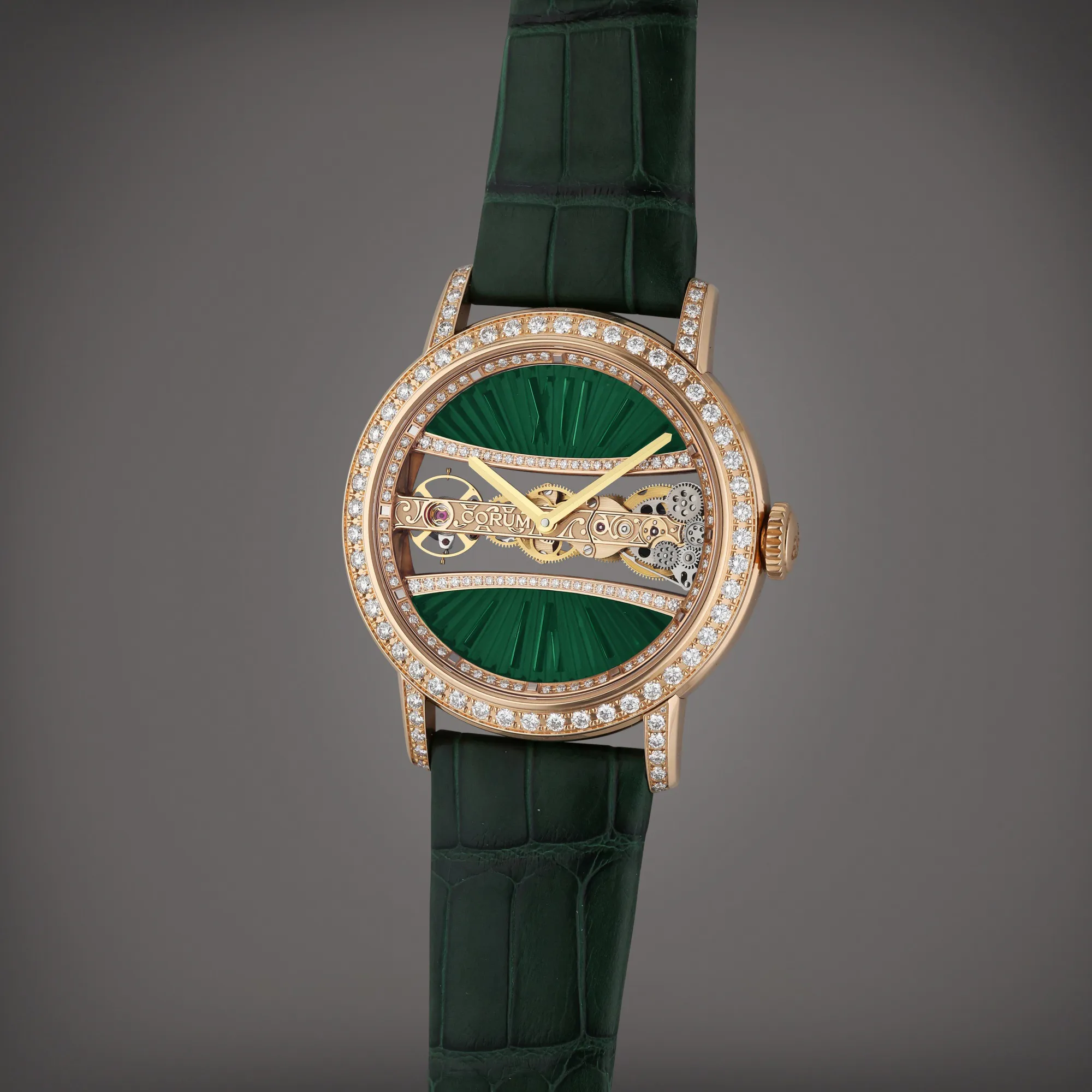 Corum Golden Bridge 05.0089 39mm Rose gold and Diamond Green