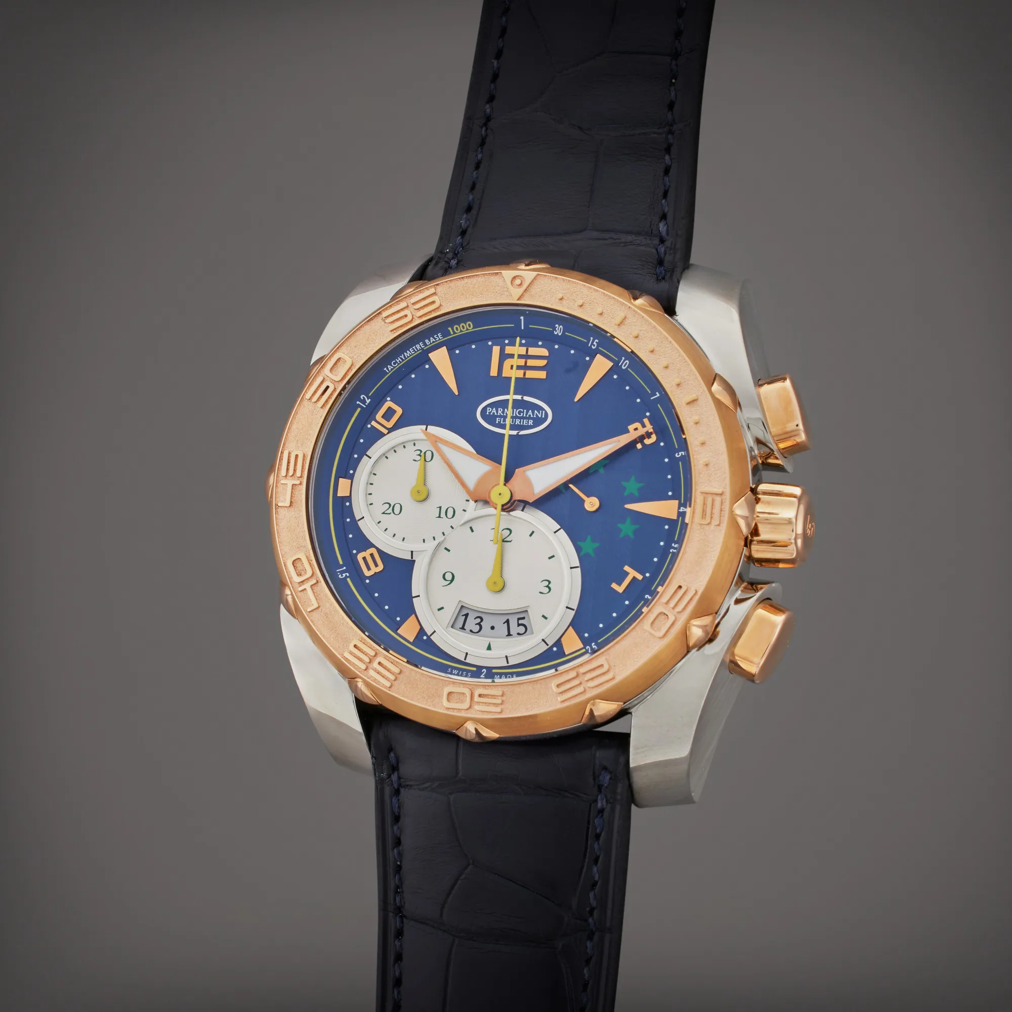 Parmigiani Fleurier Pershing PFC528 42mm Rose gold and Titanium Blue