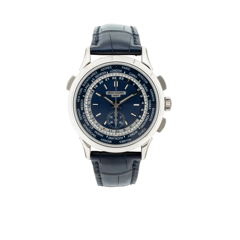 Patek Philippe World Time Chronograph 5930G-001 39mm White gold Blue