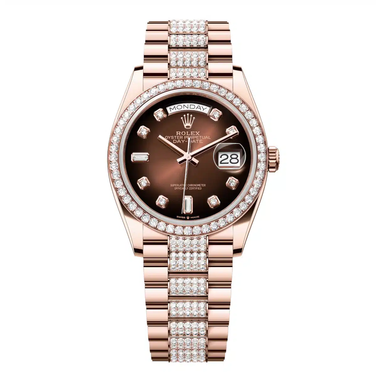 Rolex Day-Date 128345RBR-0040 36mm Everose gold Brown