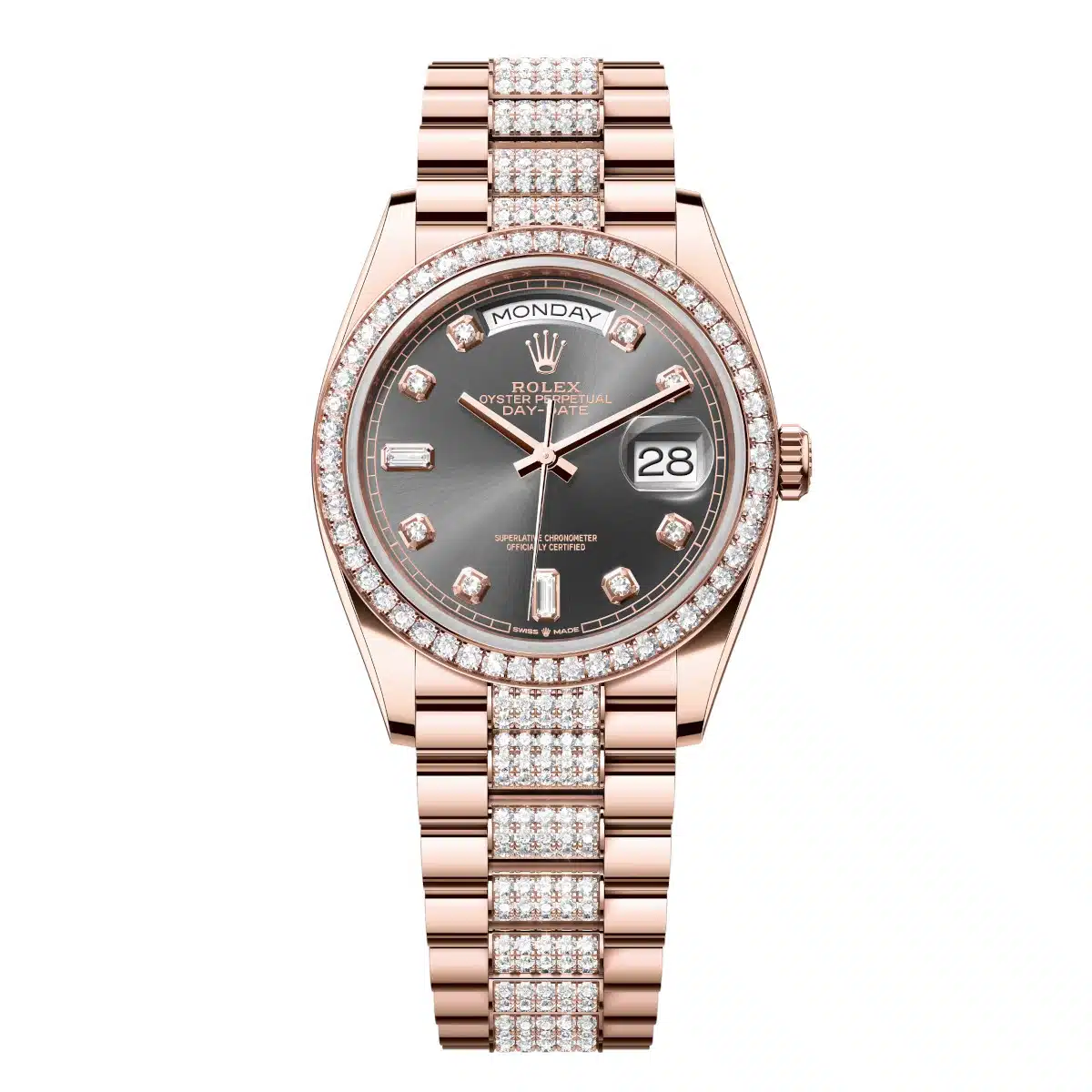 Rolex Day-Date 128345RBR-0053 36mm Everose gold Gray