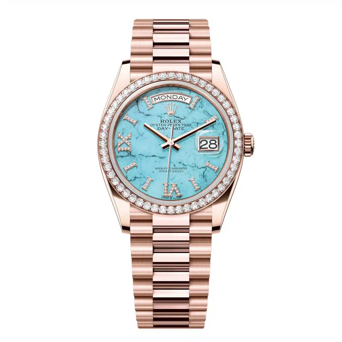 Rolex Day-Date 128345RBR-0064 36mm Everose gold Blue