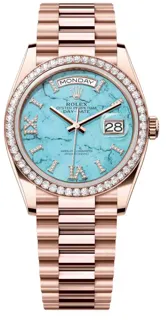 Rolex Day-Date 128345RBR-0064 Rose gold Turquoise set with diamonds