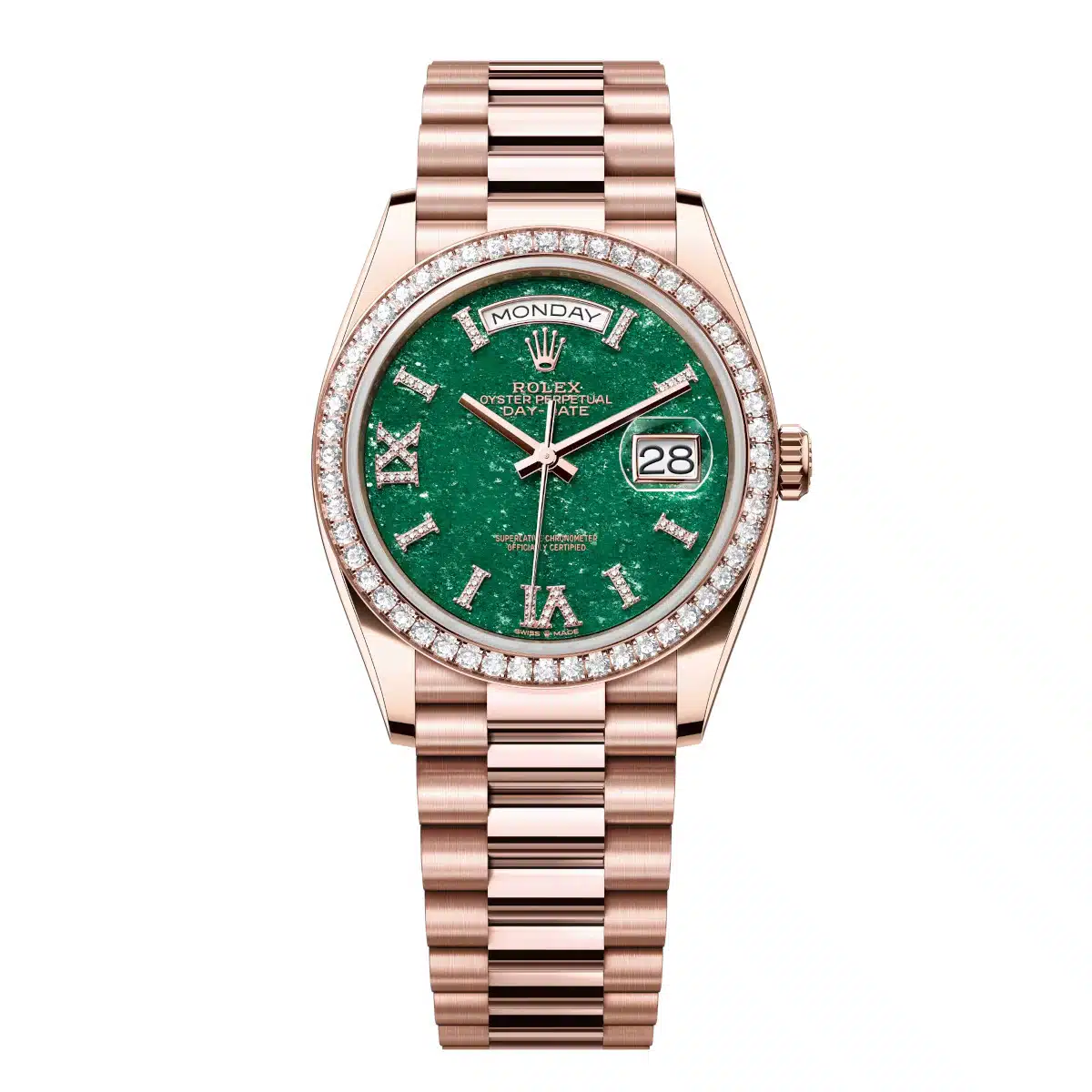 Rolex Day-Date 128345RBR-0068 36mm Everose gold Green