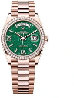 Rolex Day-Date 128345RBR-0068 Rose gold Green aventurine set with diamonds