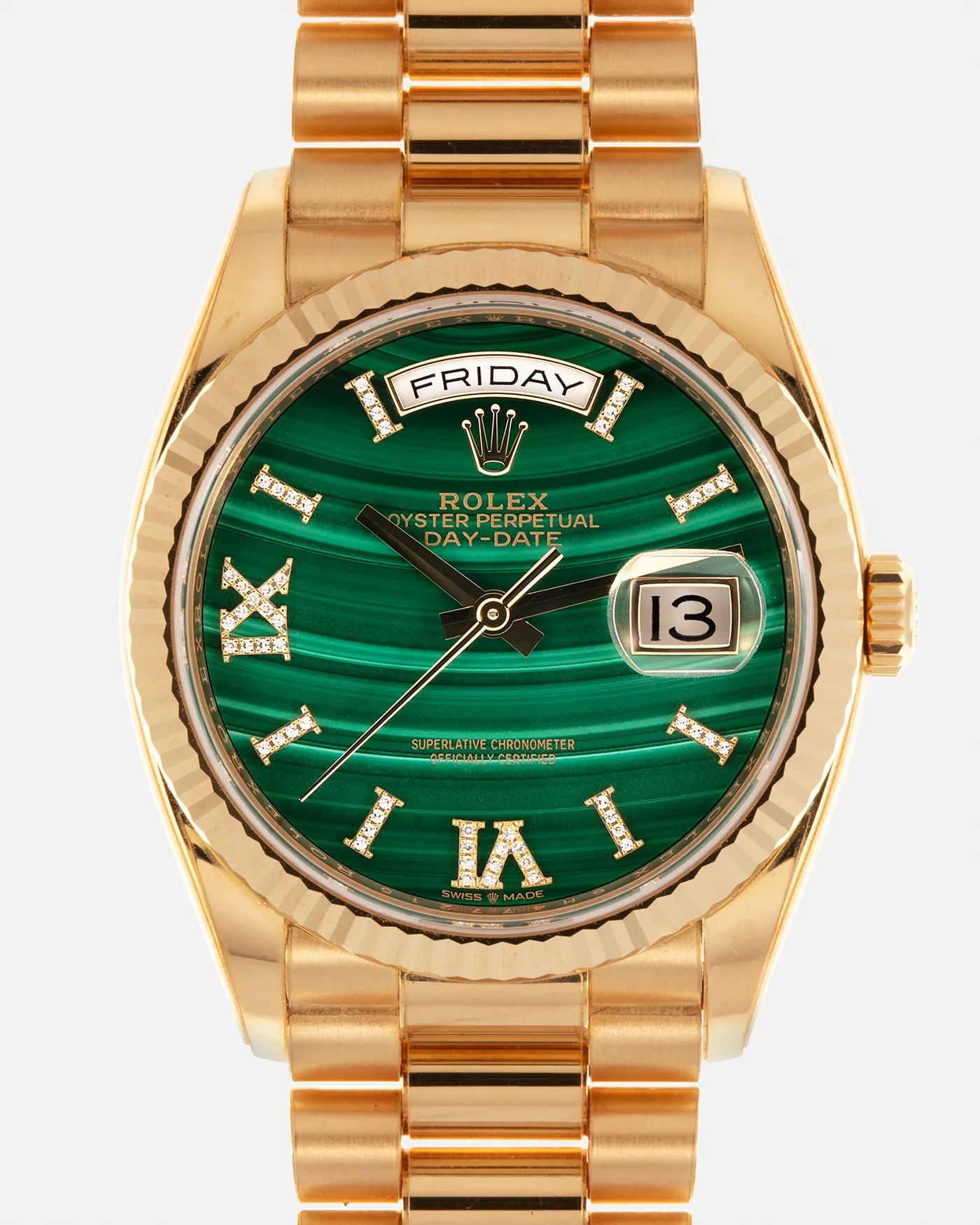 Rolex Day-Date 36 128238 36mm Yellow gold Malachite