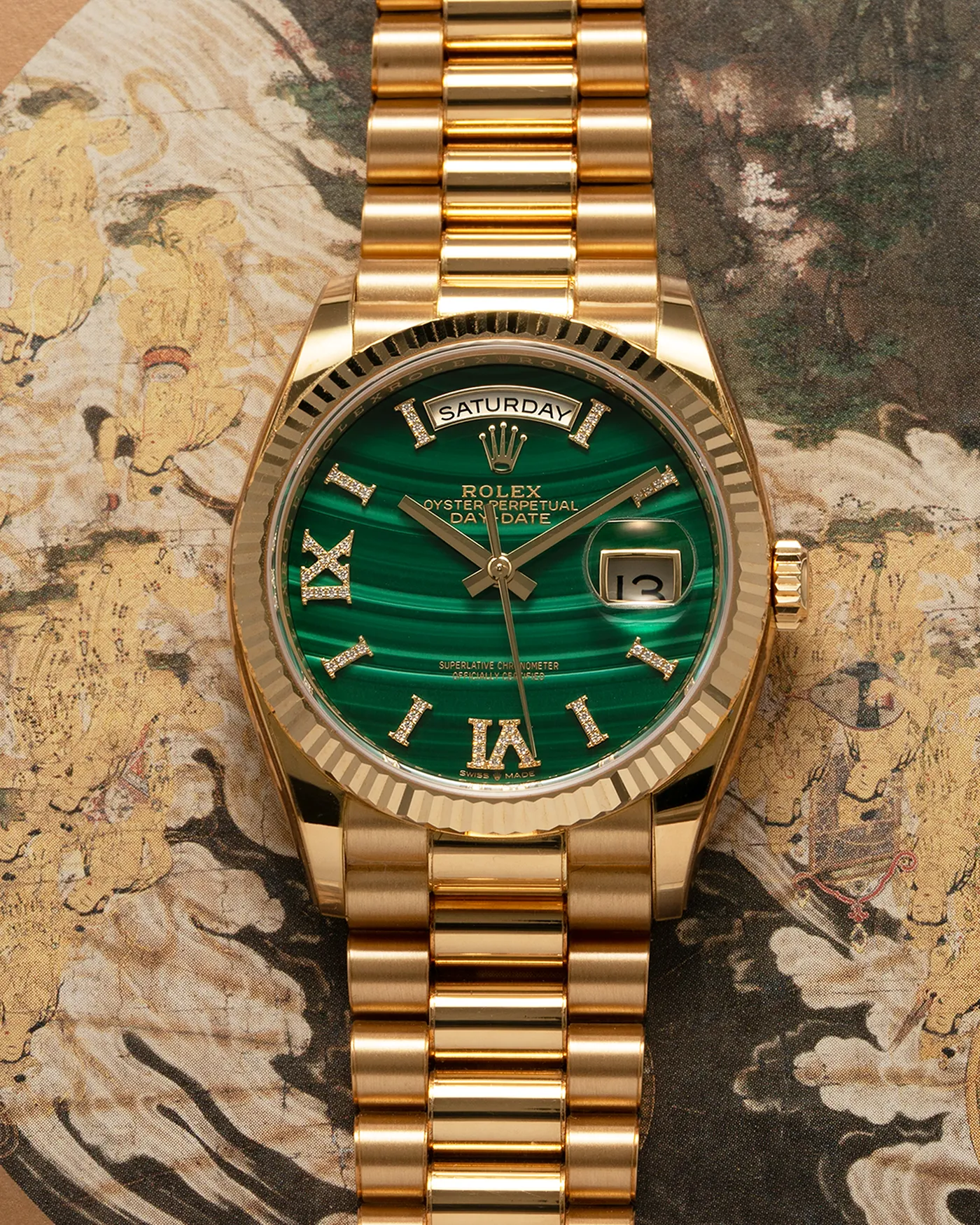 Rolex Day-Date 36 128238 36mm Yellow gold Malachite 9