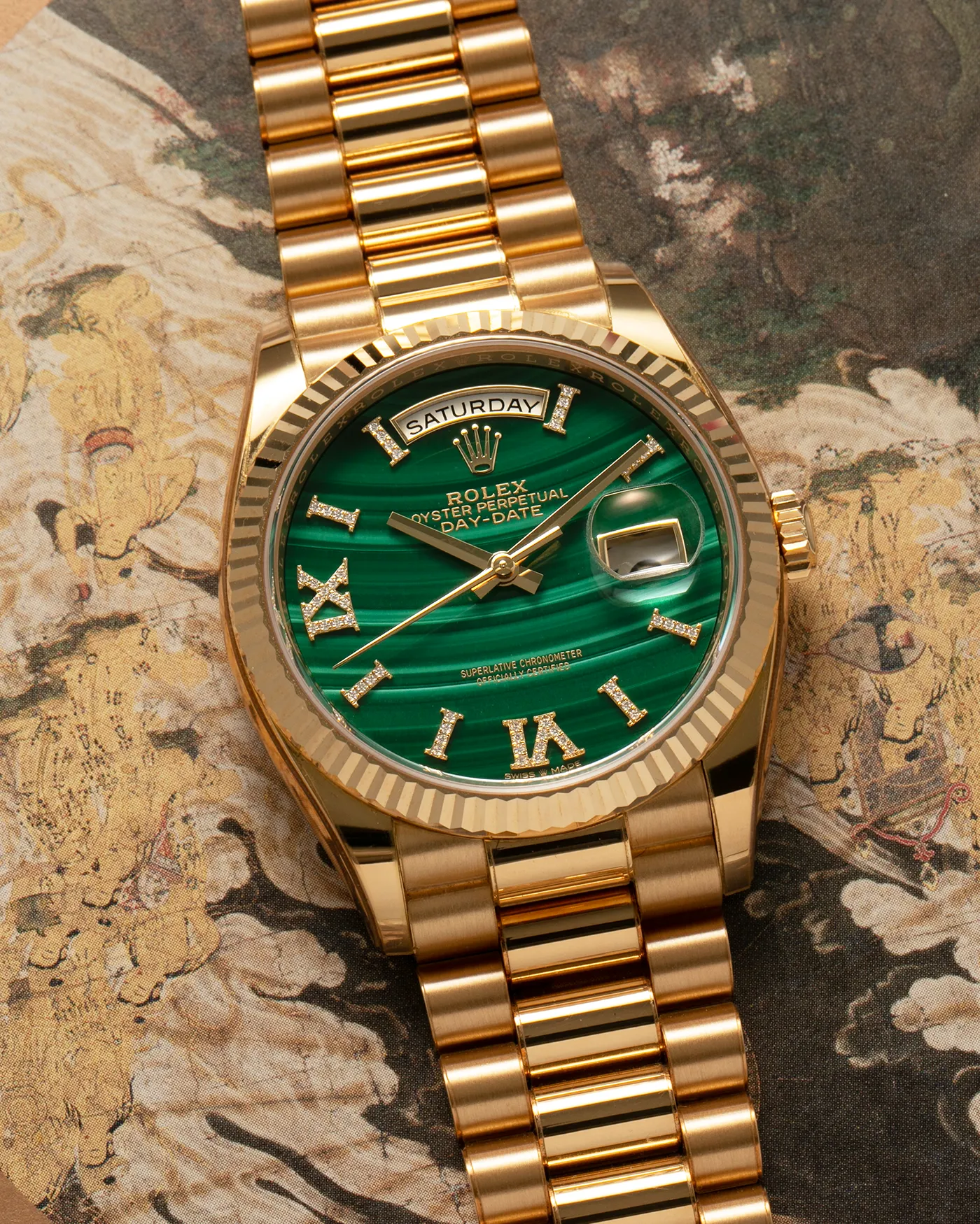 Rolex Day-Date 36 128238 36mm Yellow gold Malachite 16