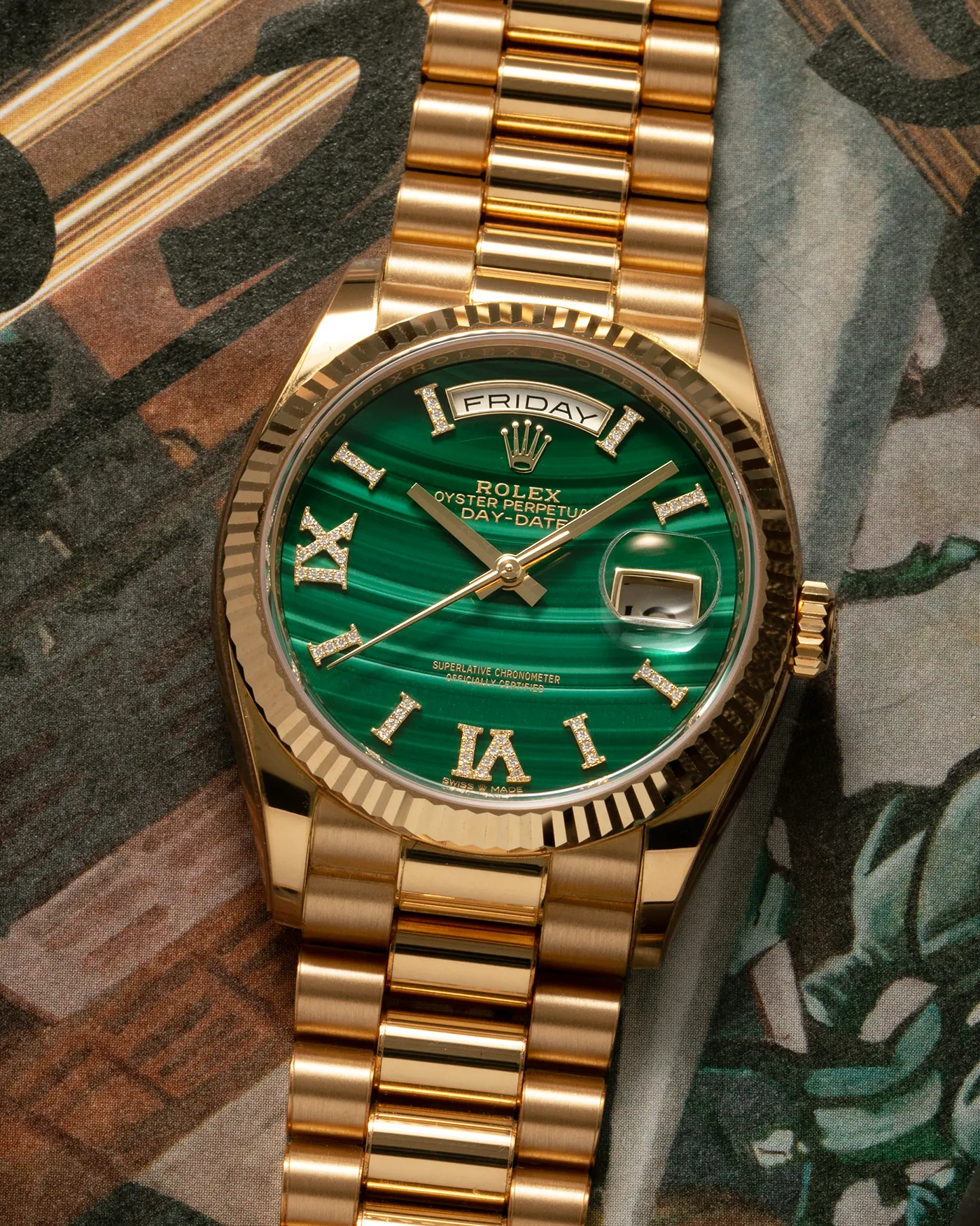 Rolex Day-Date 36 128238 36mm Yellow gold Malachite 17