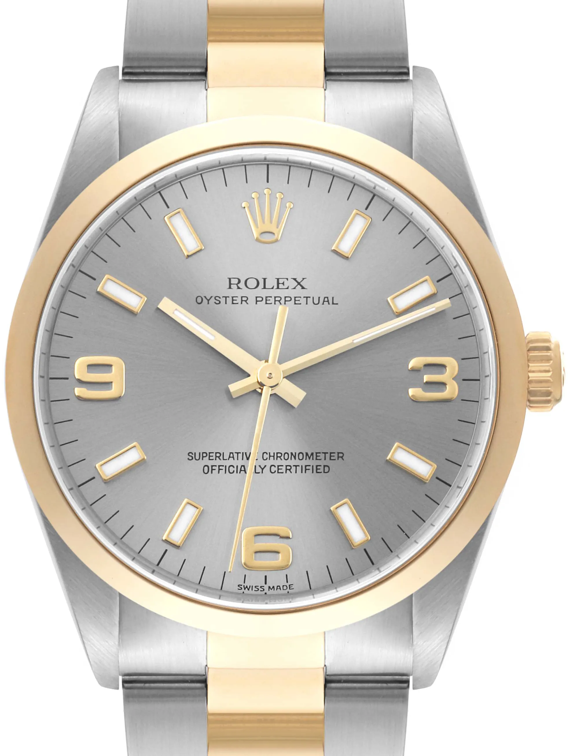 Rolex Oyster Perpetual 14203 34mm Yellow gold and stainless steel Gray