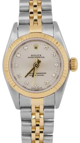 Rolex Oyster Perpetual 67193 24mm Yellow gold and Stainless steel Silver