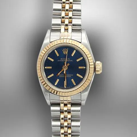 Rolex Oyster Perpetual 67193 26mm Yellow gold and Stainless steel Blue