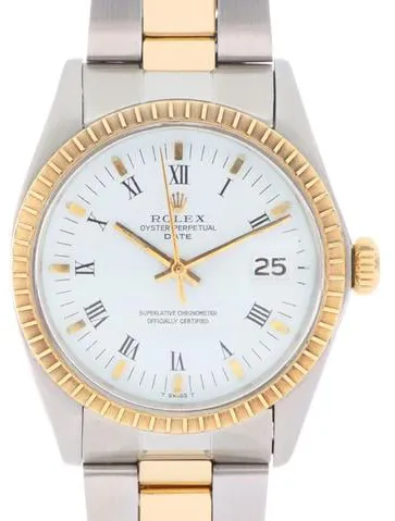 Rolex Oyster Perpetual Date 1505 34mm Yellow gold and Stainless steel White