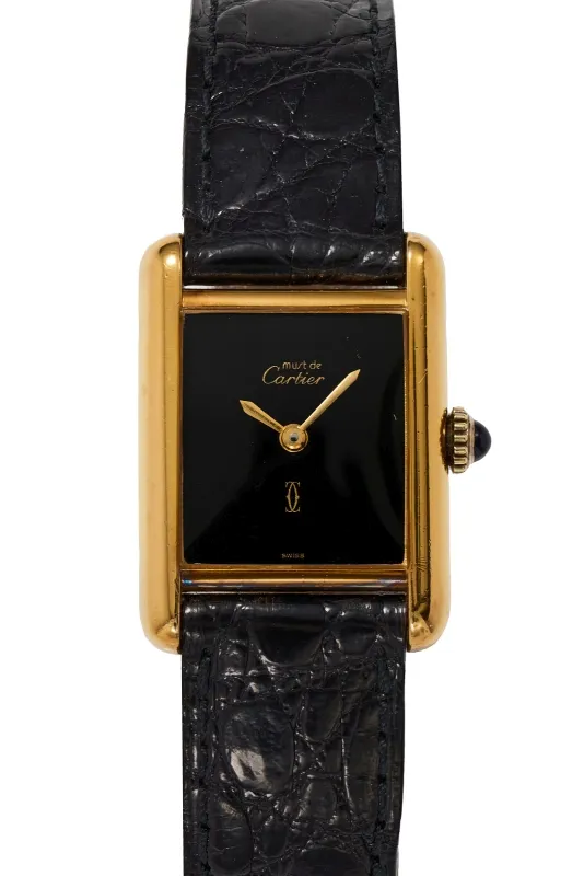 Cartier Tank 23mm Gold plated silver Black