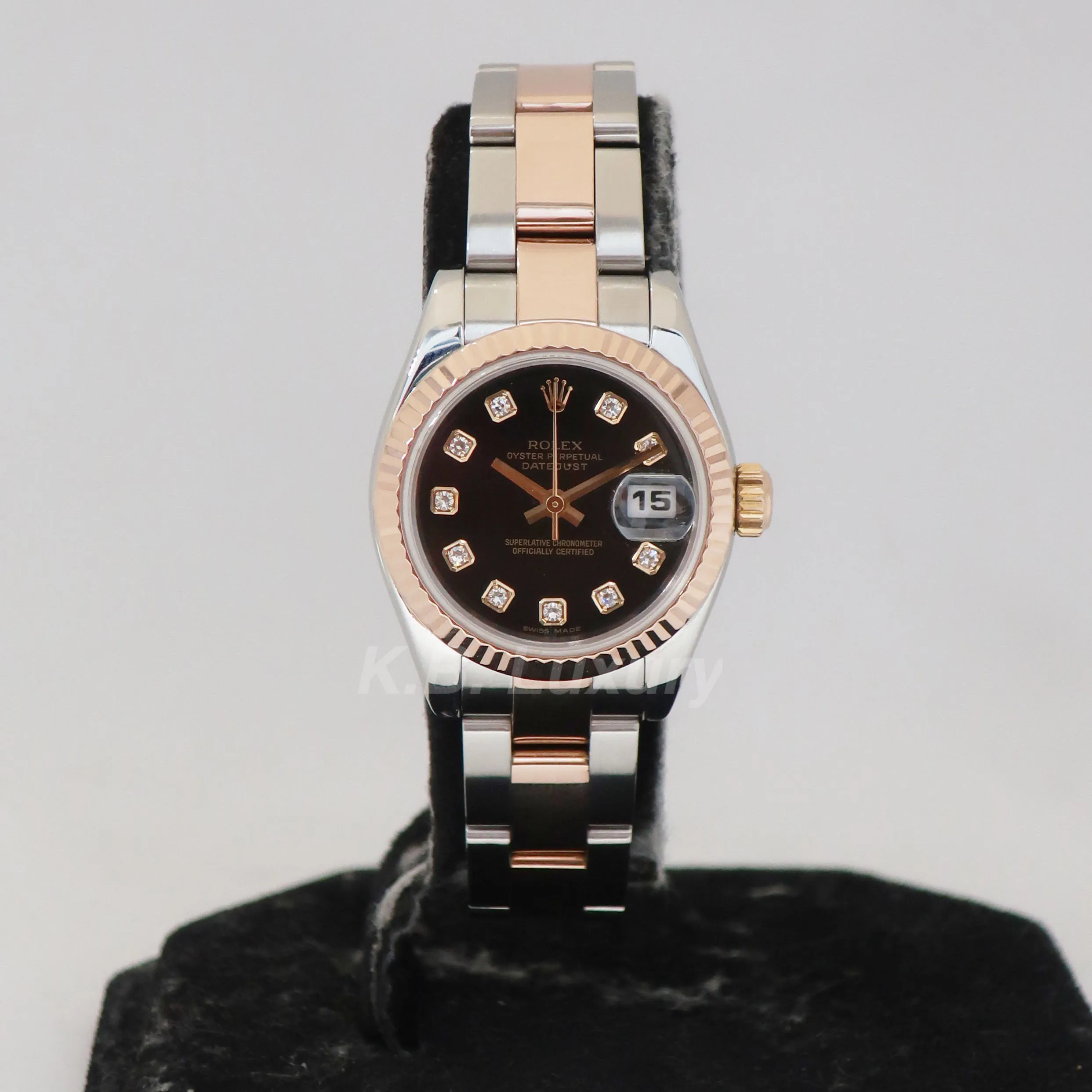 Rolex Lady-Datejust 179171 26mm Rose gold and Stainless steel Black