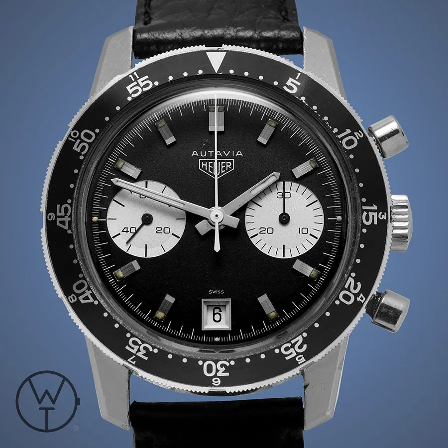 Heuer Autavia 7863 41mm Stainless steel Black