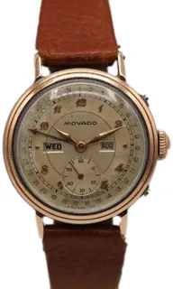 Movado Triple Date Calender 14789 Yellow gold and Stainless steel Silver